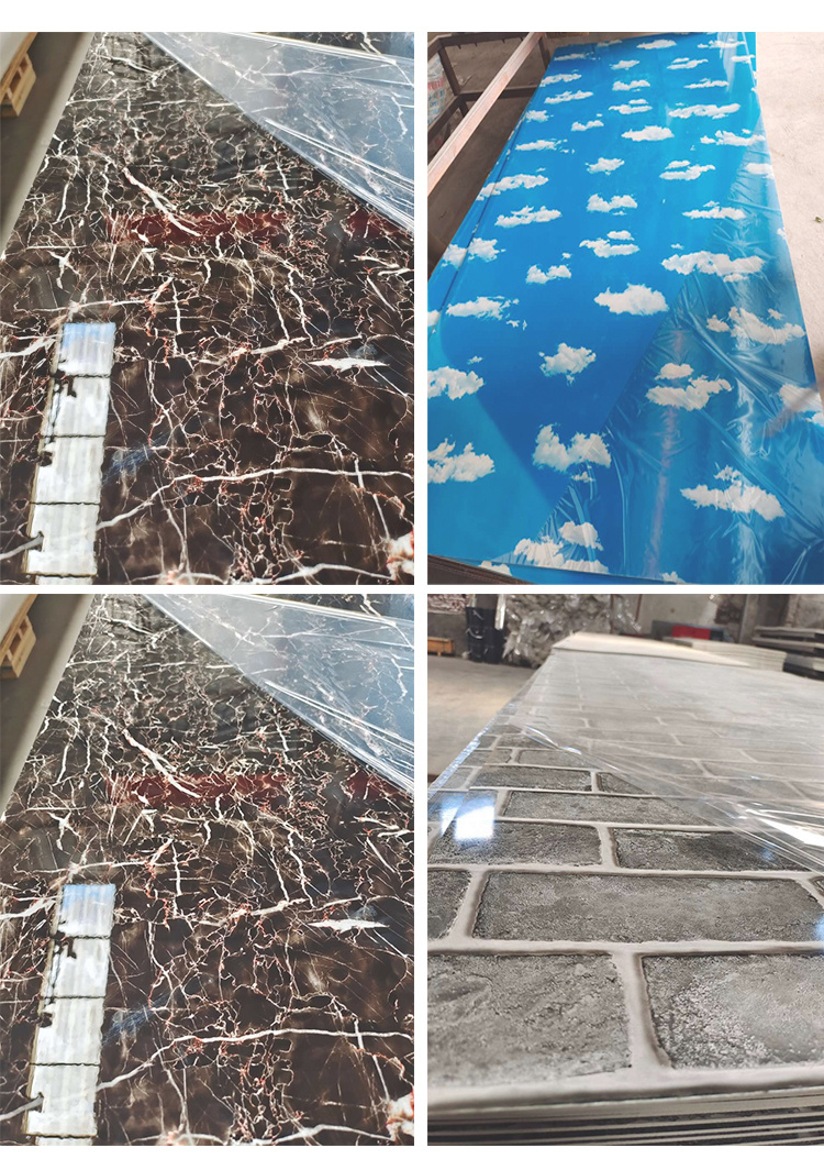 Popular Good High Glossy 3D Printing Marble Sheet UV Coating PVC Marble