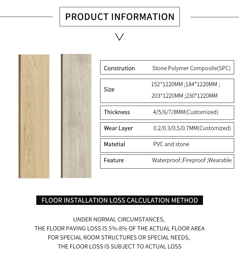 12 mm Vinyl Spc Click Lock Flooring Plank