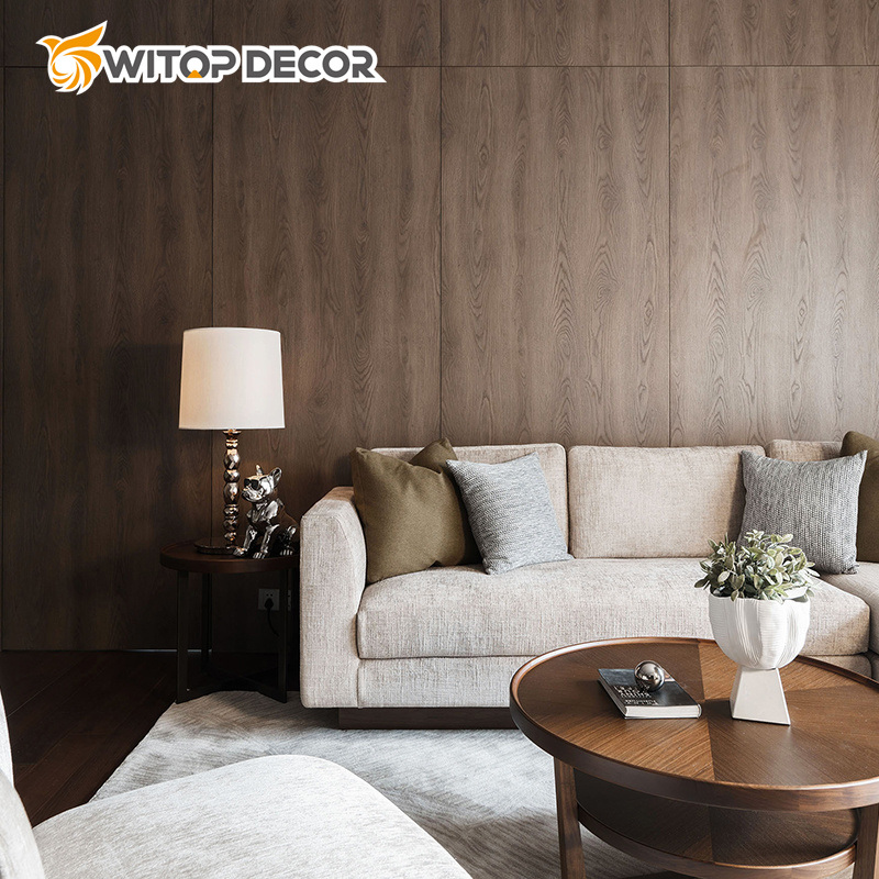 Pet High Gloss Marble Film Bamboo Charcoal Fiber Board Wood Veneer Charcoal Wall Panel for Hall Decoration