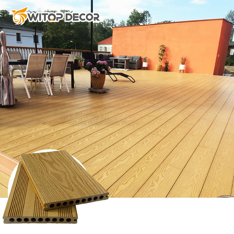 140*24mm Outdoor Waterproof Co-Extrusion 3D Embossed Wood Grain WPC Decking
