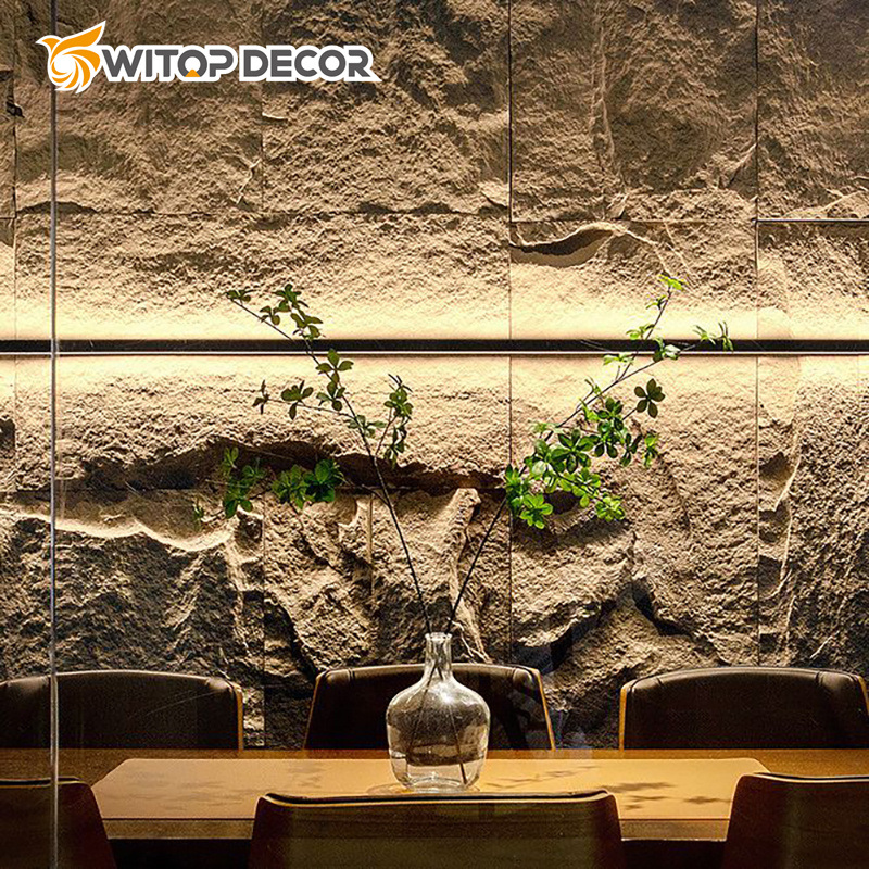 2023 New Material PU Wall Panels Stone PU Faux Stone Panels Polyurethane Columnar Stone