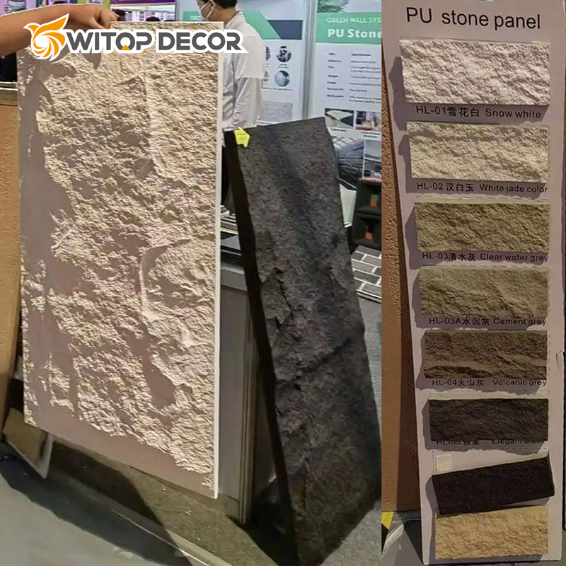 800X2400mm Factory Wholesale Price PU Stone Slab Polyurethane Artificial Stone Wall Big Wall Panel