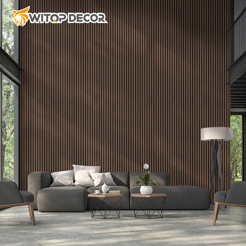 Recycle Polyester Fiber Decoration Wall Acoustic Wood Slat Panels