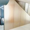 Interior Decorative Gold Colored Wall Panel 3D Water Ripple Wood Veneer
