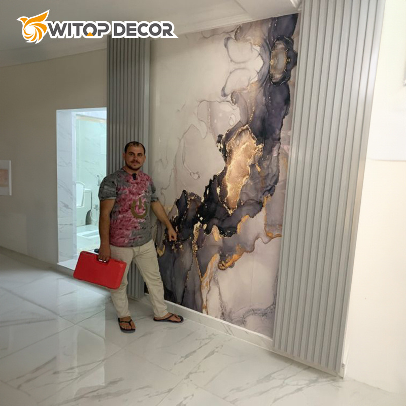 3mm High Glossy 4X8 Waterproof UV Kitchen Panel PVC Marble Grain Sheet