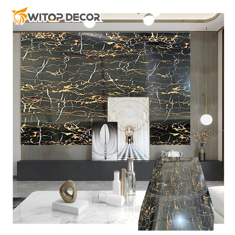Hot Sale Marble Design Fireproof High Glossy UV PVC Marble Sheet