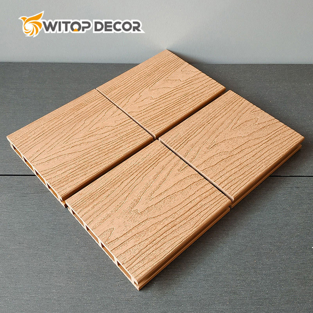 China Factory Wholesale Anti-UV Classic Hollow Engineered WPC Flooring Composite Board Wood Plastic Decking
