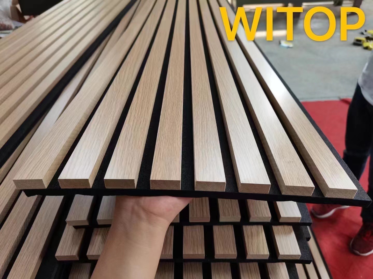 Interior Multi-Color Wood Slat Acoustic Sound-Absorbing Panel
