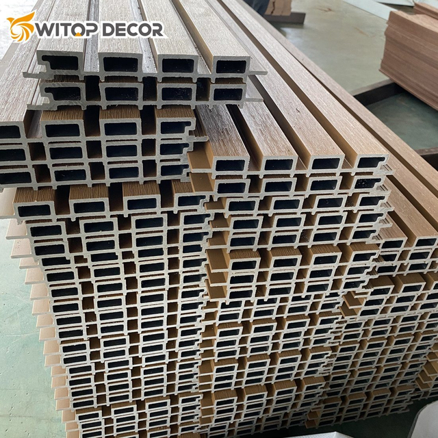 Coffee Color Slat Design Exterior WPC Wall Cladding