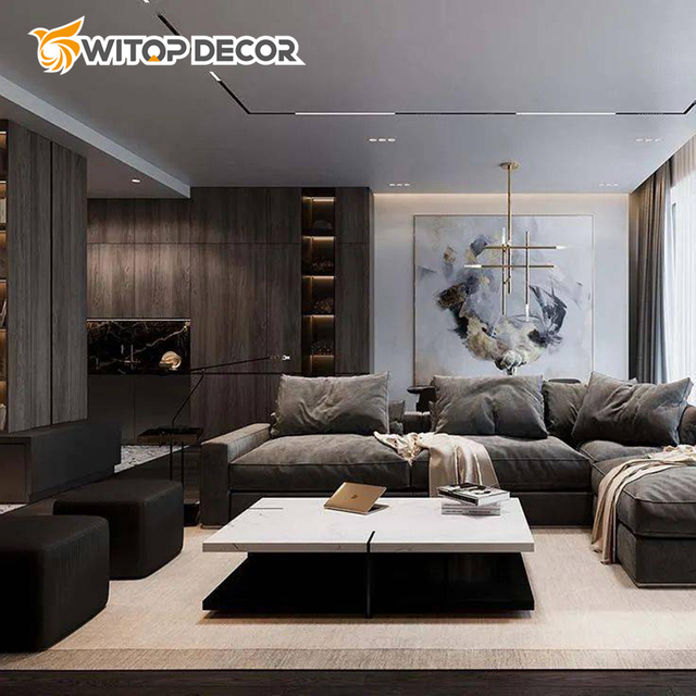 Waterproof Fireproof WPC Bamboo Charcoal Co Extruded Board Marble Metal Mirror Film Wood Veneer Charcoal Panel