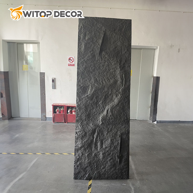 800X2400mm Factory Wholesale Price PU Stone Slab Polyurethane Artificial Stone Wall Big Wall Panel