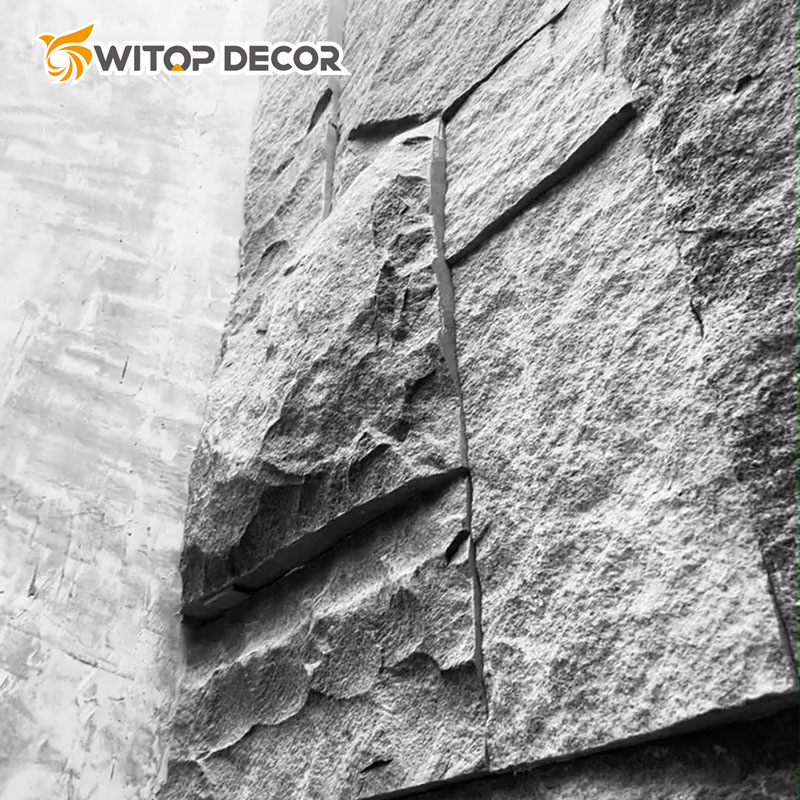 800X2400mm Factory Wholesale Price PU Stone Slab Polyurethane Artificial Stone Wall Big Wall Panel