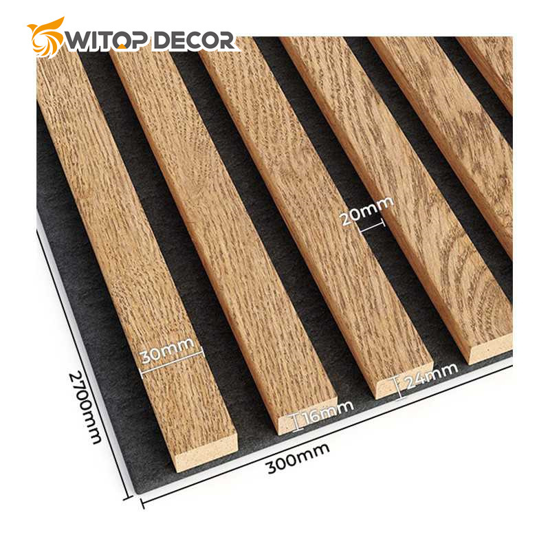Custom Akupanel Smoked Oak Wood Slats Wall Panels Sound Absorbing Acoustic Panel