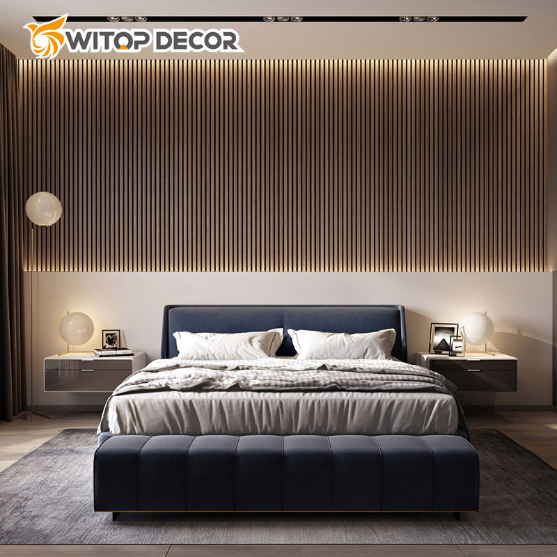 DIY 21mm Natural Walnut and Oak Acoustic Slat Wood Wall Panels for Home