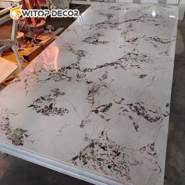 3D Design PVC Marble Alternative Wall Panels 2mm 2.5mm Plastic UV Marble Sheet