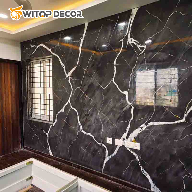 Wholesale High Glossy Marble Substitute Solid PVC Plastic UV Board for Living Room