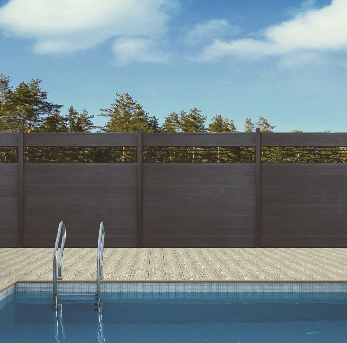 Wood Grain WPC Fence for Outdoor Yard