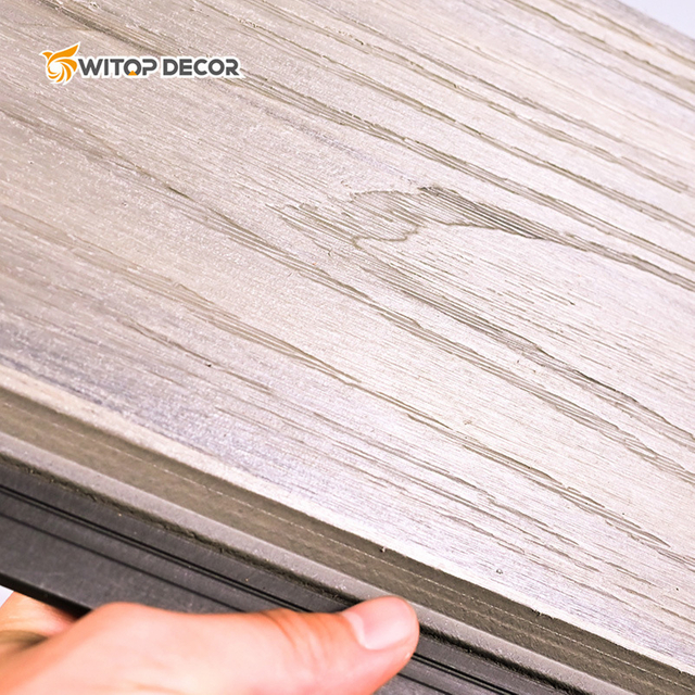Exterior Anti-UV Siding Panels 3D Wood Grain WPC Wall Cladding