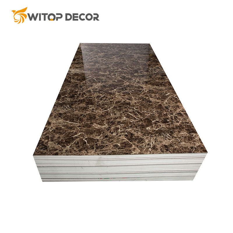 High Glossy UV Marble PVC Sheet 1220*2440*3mm Decorative Marble Alternative