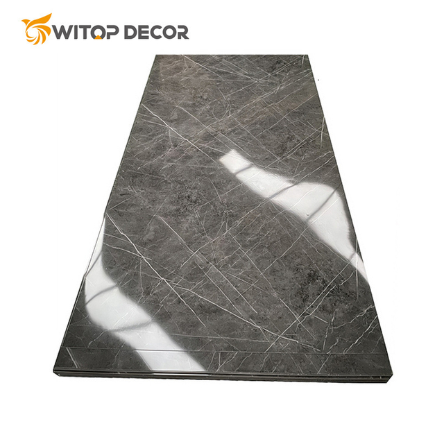 4X8FT Waterproof Decorative UV Coating Faux Marble Panel PVC Sheet Black