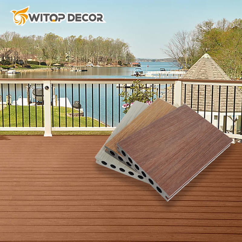 Co-Extrusion WPC Decking Flooring for Exterior Swimming Pool WPC Hollow Decking