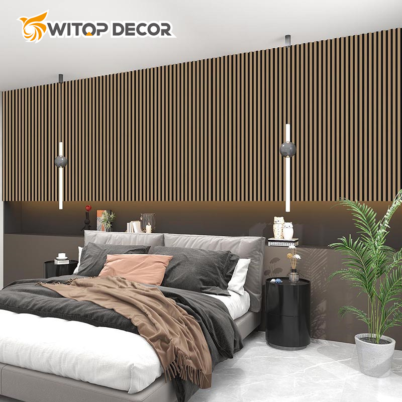 Acoustic Slat Panel Pet Wrapped MDF Colors 60X60 Cm Slats Wall Panel