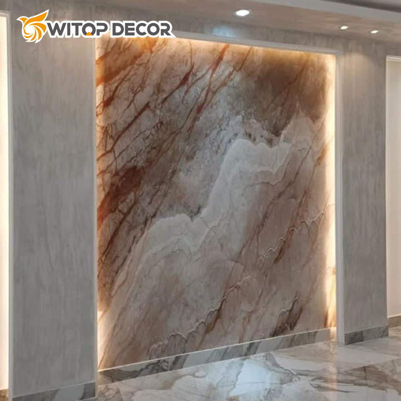 Faux Marble Solid Plastic UV Marble Sheet PVC Surface Design