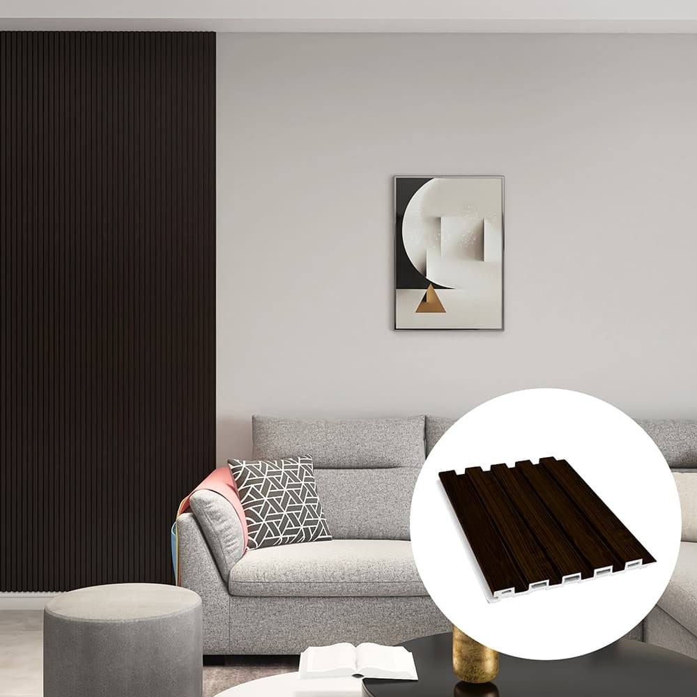 Formaldehyde Fireproof Waterproof Slatted 3D Pure Colour WPC Interior Fluted Wall Panel