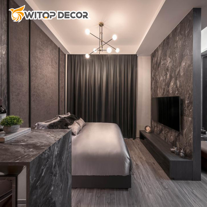 Easy to Install and Easy to Clean WPC Wall Panel Marble Bamboo Charcoal Wood Veneer