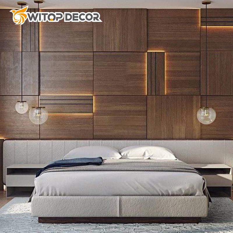 Pet High Gloss Marble Film Bamboo Charcoal Fiber Board Wood Veneer Charcoal Wall Panel for Hall Decoration
