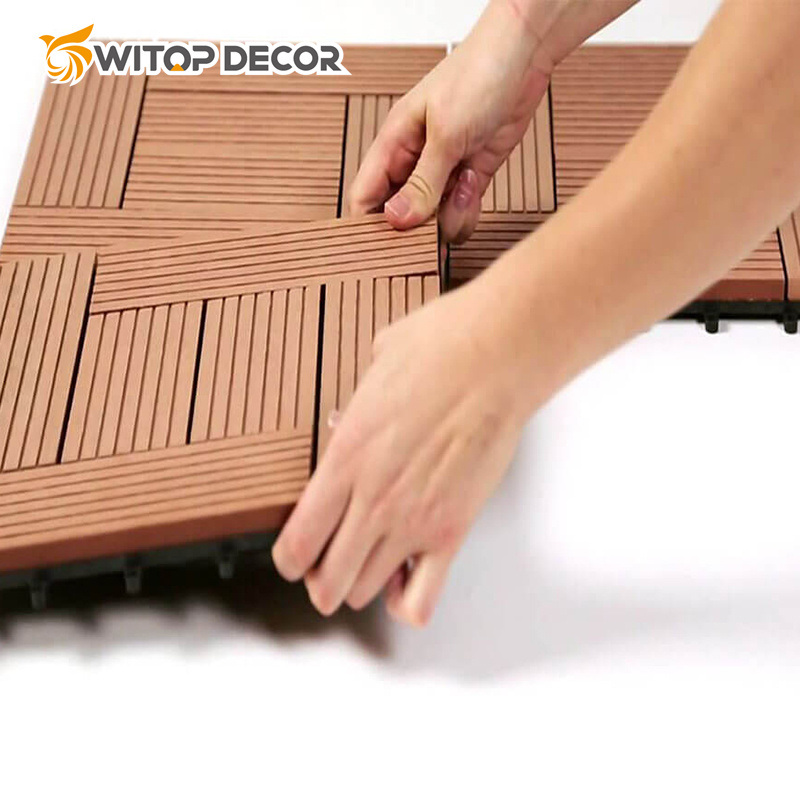 Outdoor WPC Board Patio Composite Decking Plastic Floor Grooved Deck Board