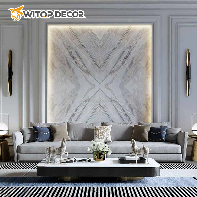 Interior Decorative High Glossy 4X8 UV PVC Sheet Marble Alternative PVC Sheet