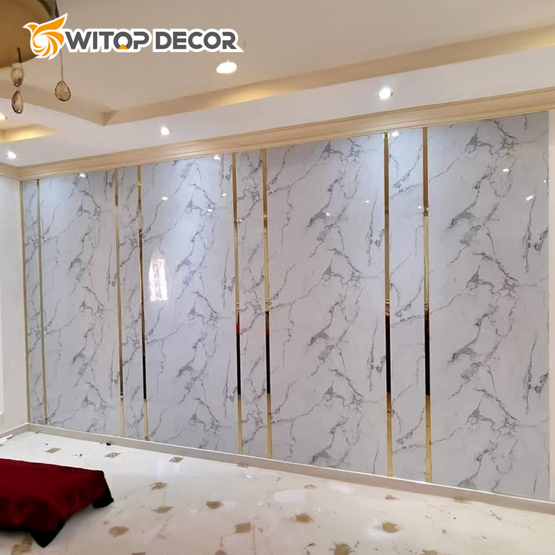 Interior Decorative High Glossy 4X8 UV PVC Sheet Marble Alternative PVC Sheet