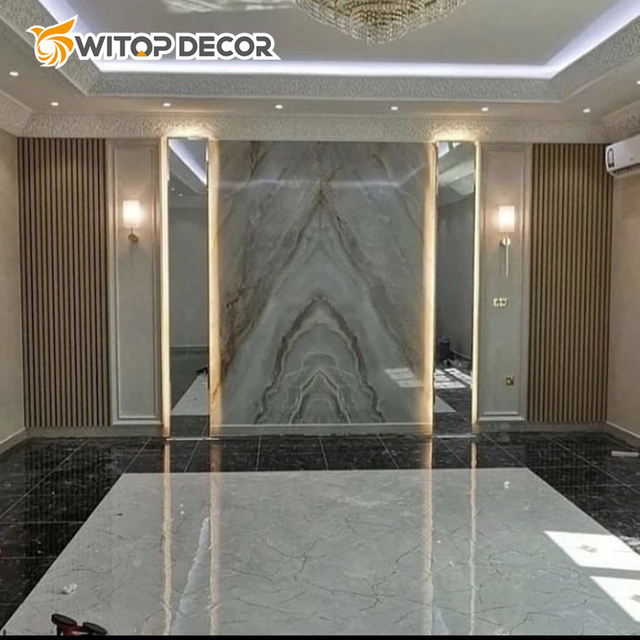 1220*2440 mm PVC High Gloss Marble Sheet UV Board for Kitchen Units Decoration