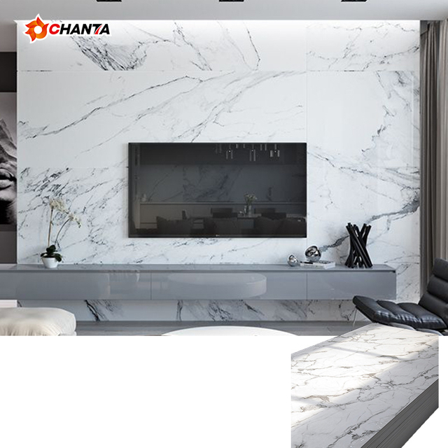 Waterproof 4X8 PVC Material UV Coating Marble Sheet for Wall Decoration in Living Room