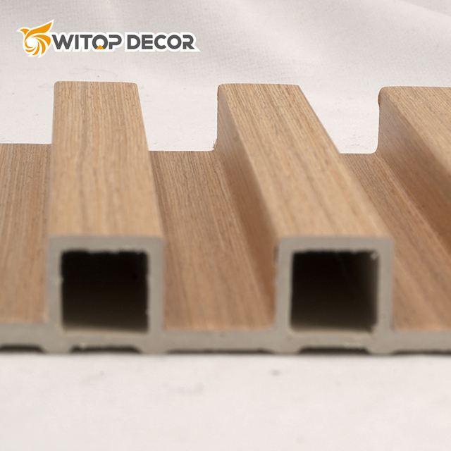 China Factory Durable Formaldehyde-Free Wooden Texture Wave Tongue and Groove WPC Flute Wall Panel