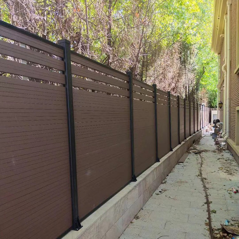 Dark Gray Building Material WPC Outdoor Railing Garden Fence