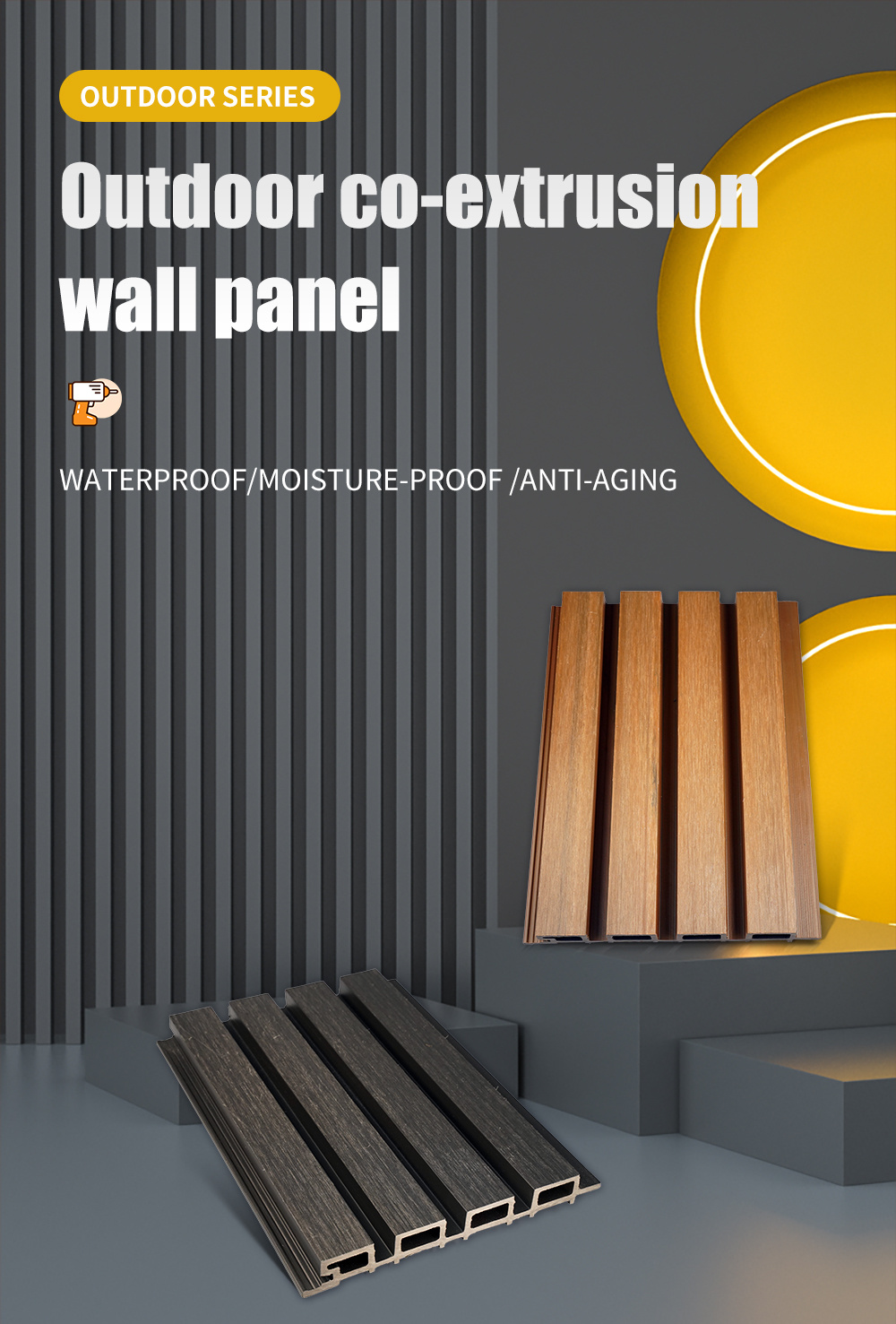 Modern Style Decorative Panels WPC Composite Wood Plastic Exterior WPC Wall Cladding