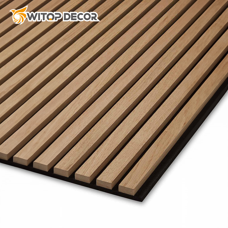 DIY 21mm Natural Walnut and Oak Acoustic Slat Wood Wall Panels for Meeting Room