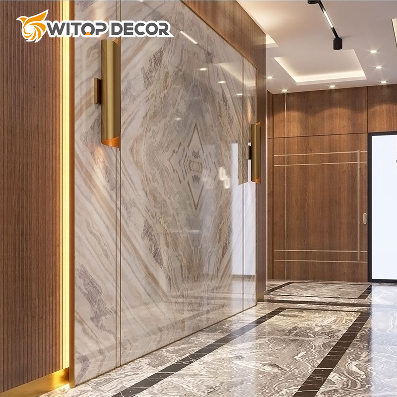 Fire Water Proof Eco Luxury Decorative UV Sheet PVC Marble Wall Panel