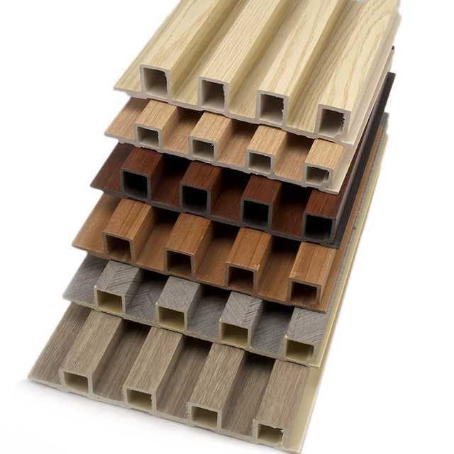 China Supplier High Quality Wooden Grain PVC WPC Wall Panels Designs Wood Plastic Co Extrusion Fluted Cladding WPC Board