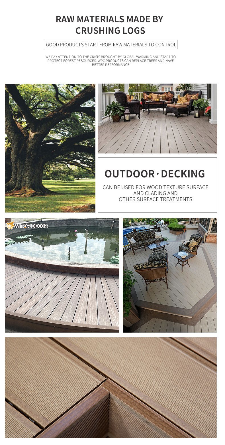 WPC Decking Teak Wood Flooring Wood Plastic Composite 3D Grain Deck