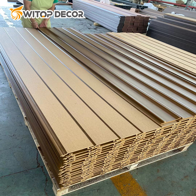 Easy Install WPC Exterior Walnut Color Eco Decorative Wall Cladding 163*23 Panels