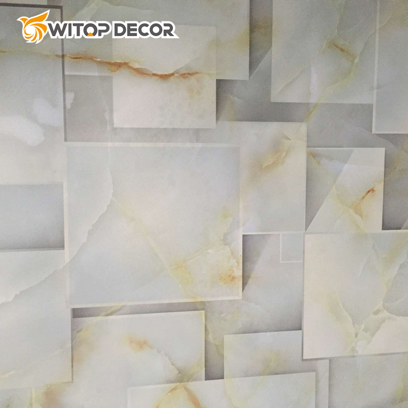 Hot-Selling 3.0mm High Glossy UV Spc Plastic Marble Sheet for Wall Decoration