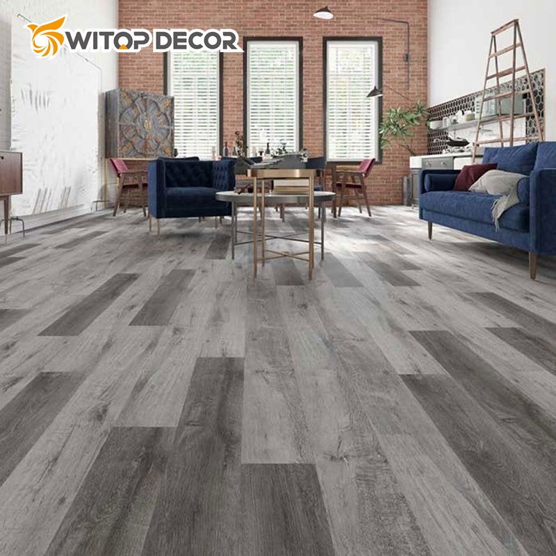 Embossed Texture Brown Wood Effect Laminate Spc Vinyl Material Flooring on Sale