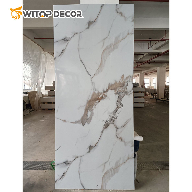 Earthy Tones High Gloss Finish Coextrusion Technics UV Marble Sheet with Free Samples