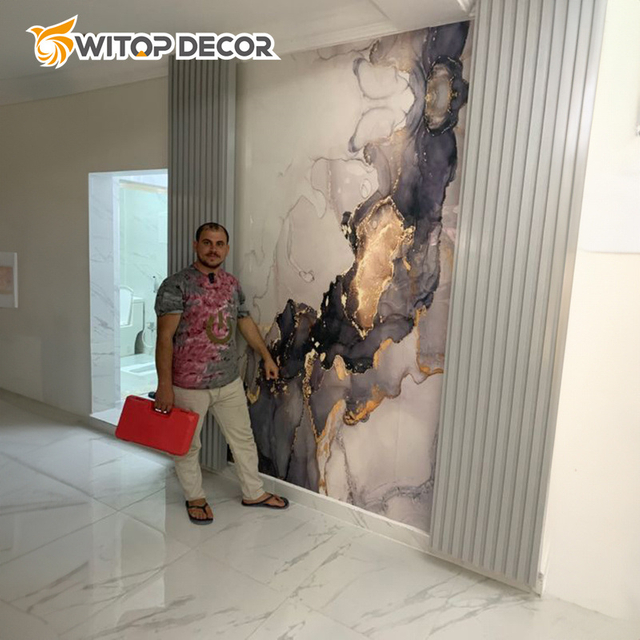 High Glossy PVC UV Sheet Alternative Wall Panel Artificial PVC Marble Sheet