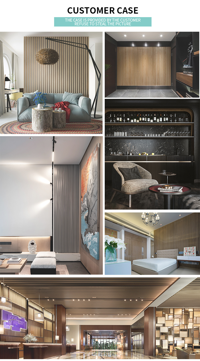 Hot Factory Sale WPC Wall Panels Cladding Boards 6 Wood Tracks Colorful 3D Design for Interior Decoration