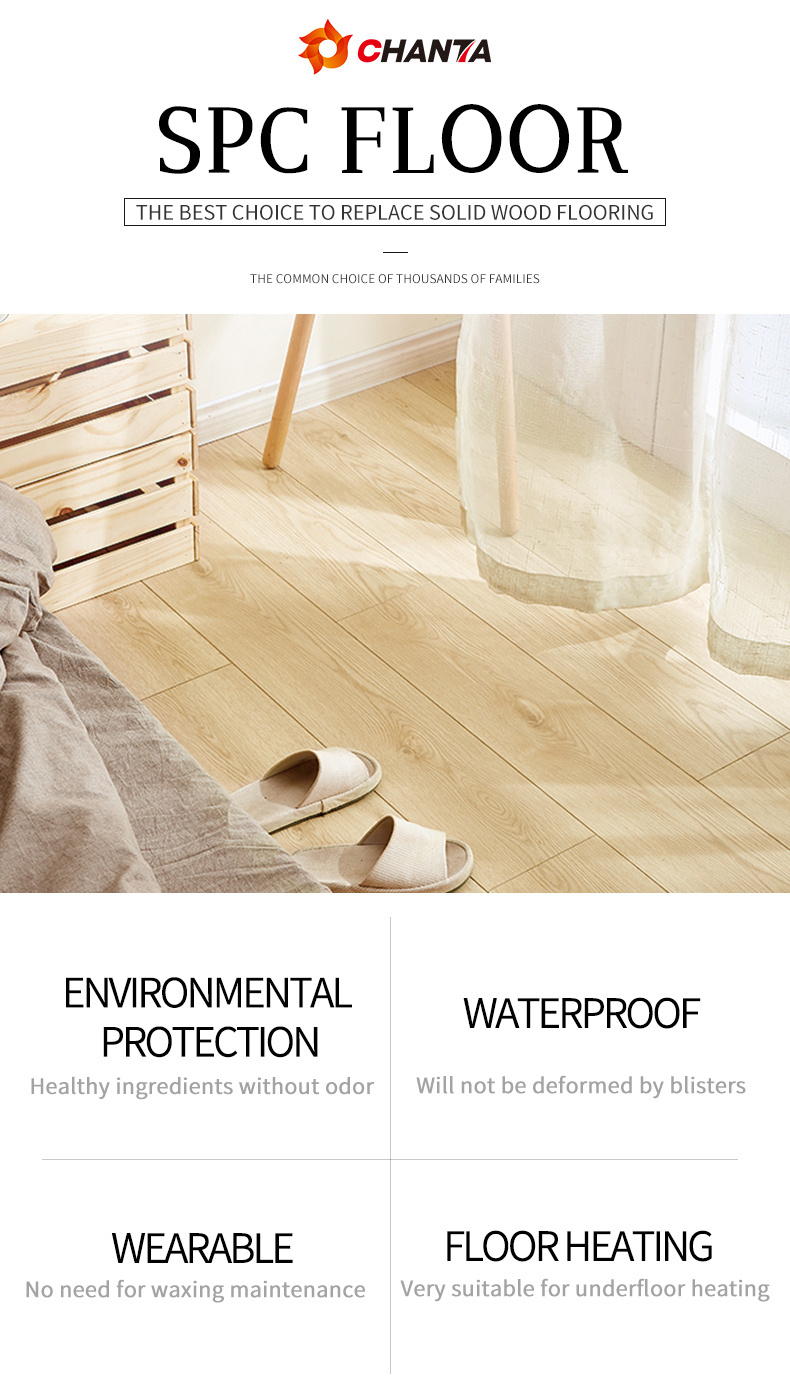 Wooden Look Design Interlocking Vinyl Plank Spc Flooring with UV Coating