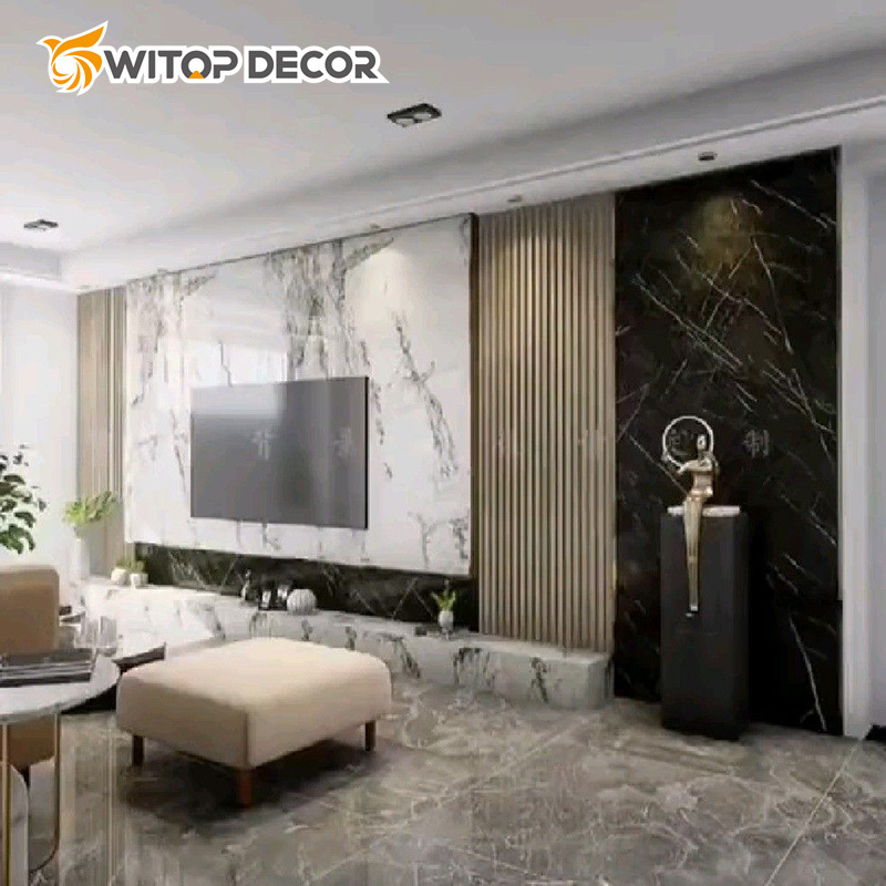 Wholesale Glossy 3D Wall Panels Customized PVC Marble Wall Decoration PVC Marble UV Sheet
